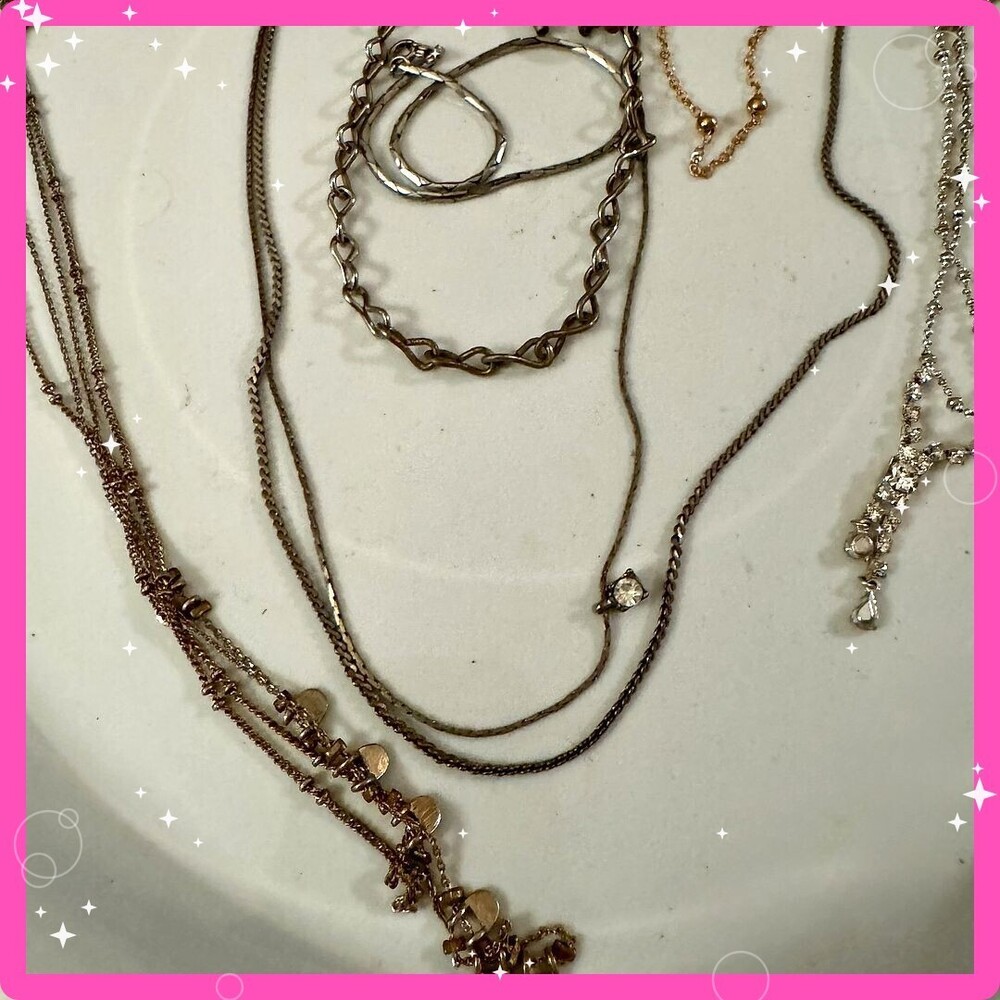 ⚜️ Vintage Jewelry Lot | Mixed Chains Rhinestones Charms | Make offer! 🩷
